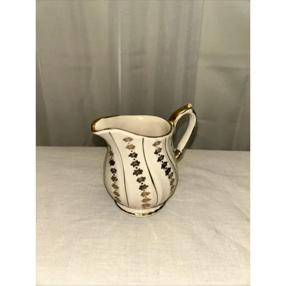 Vintage Sadler Creamer And Sugar Ivory And Gold #3403 Art Deco Made In England - Picture 3 of 6